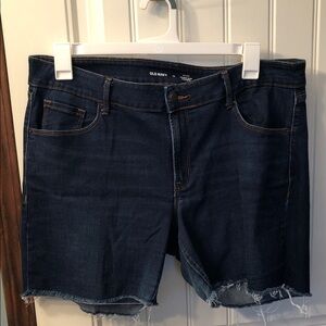 Old Navy Dark Blue Denim Frayed Hem Shorts